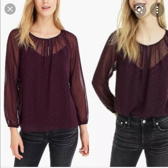 J Crew Point Sur popover in pin dot chiffon - Picture 4 of 4